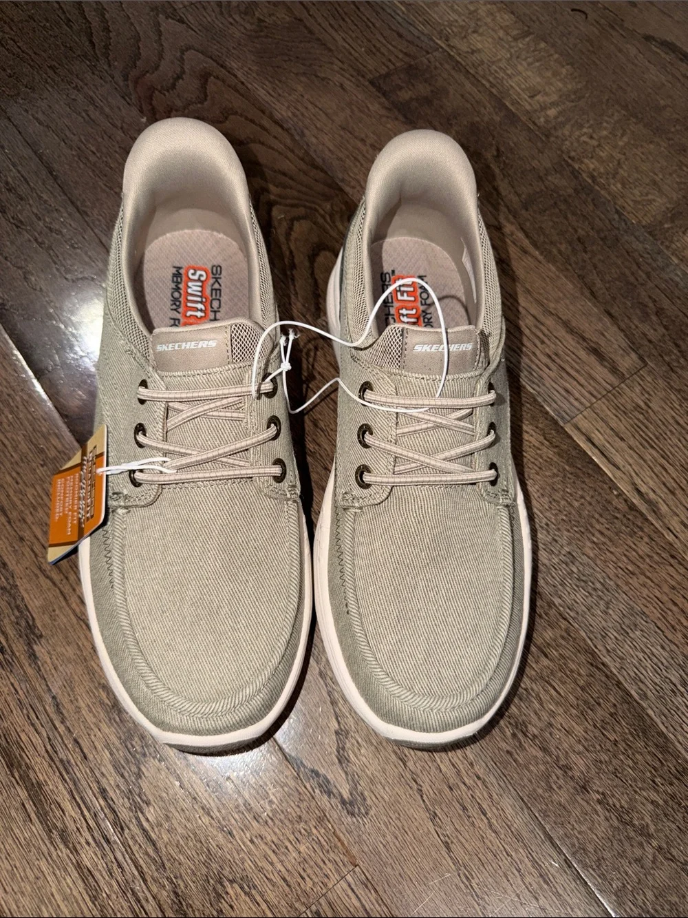 Skechers Hands Free Slip-ins Memory Foam Canvas Boat Shoes Taupe NWT size 10